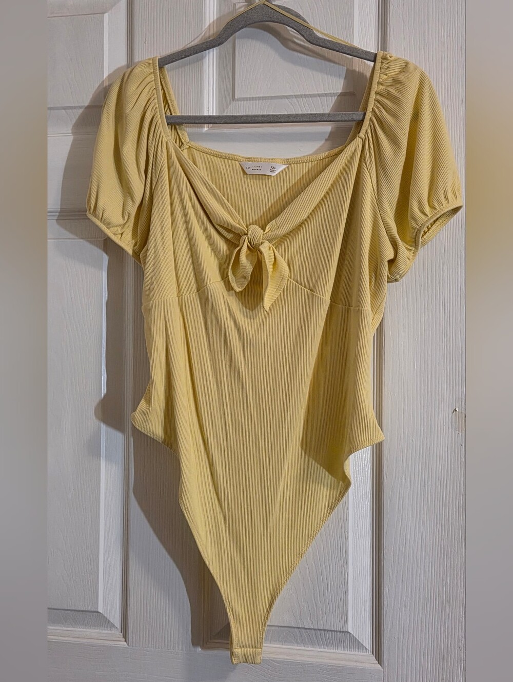 LC Lauren Conrad Yellow Tie-Front Ribbed Bodysuit